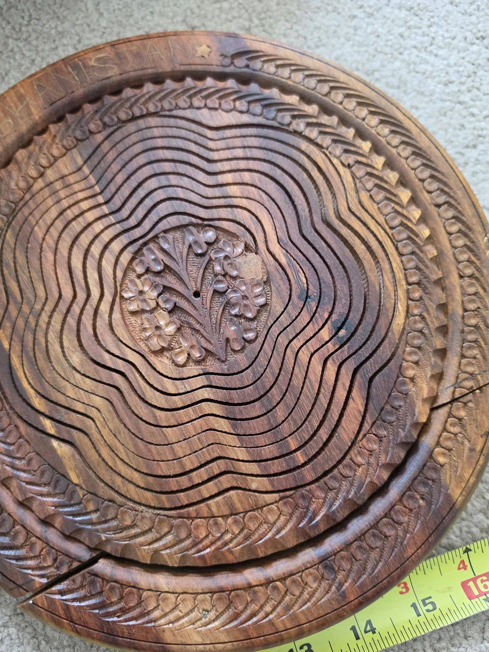 Set Of 2 Vtg Hand-Carved Wooden Collapsible Baskets/ Trivets